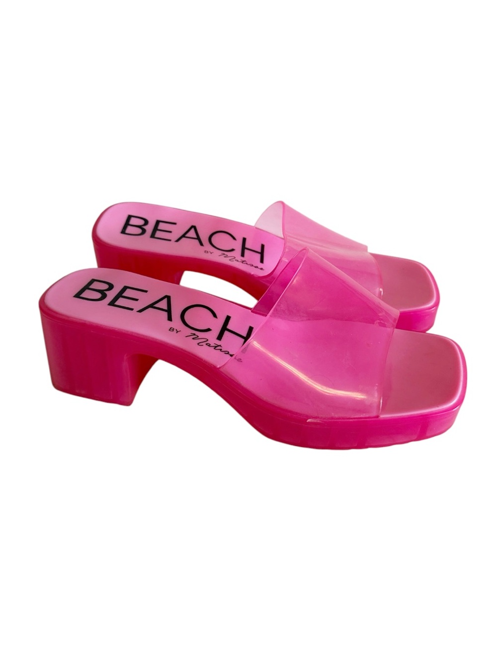 Beach by Matisse Wade Pink Jelly heeled Slide Sandals size 8